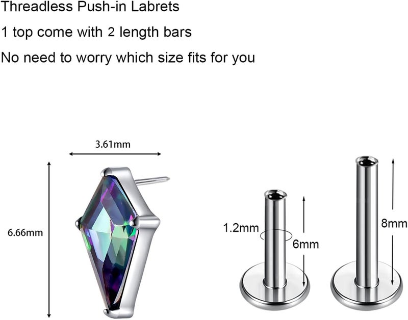 TOMIDES G23 Titanium Flat Back Earrings Studs 18g 16g F136 Implant Grade Titanium Labrets Press Fit Threadless Push In Dainty Cartilage Helix Conch Lobe Lip Tragus Piercing Jewelry - Image 2